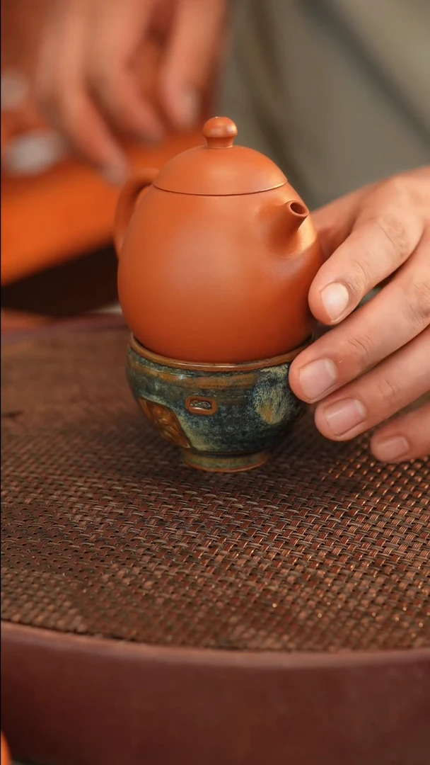 茶壶紫砂原矿手工制作朱泥 龙蛋 半手工 200cc 一壶一杯