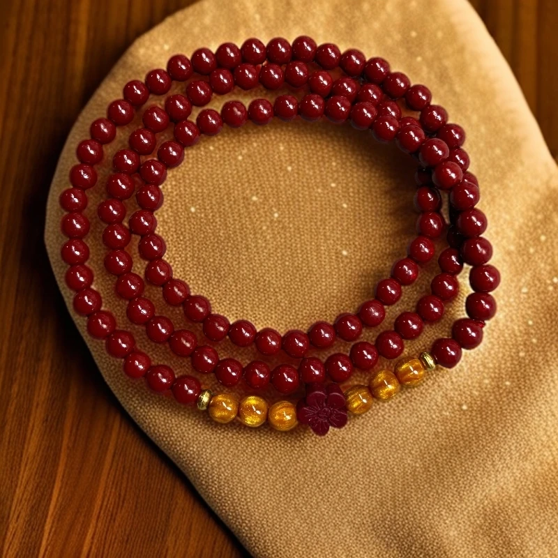 含辰砂工艺品精品朱砂红108手串（无礼盒）S0997