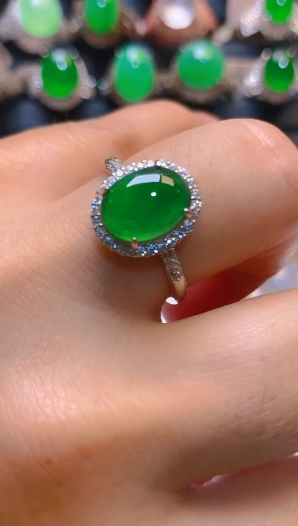 【闪购商品】翡翠耳饰银S925镶嵌天然A货翡翠1