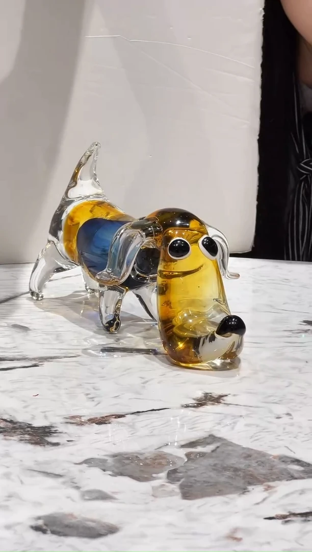可爱狗狗琉璃摆件