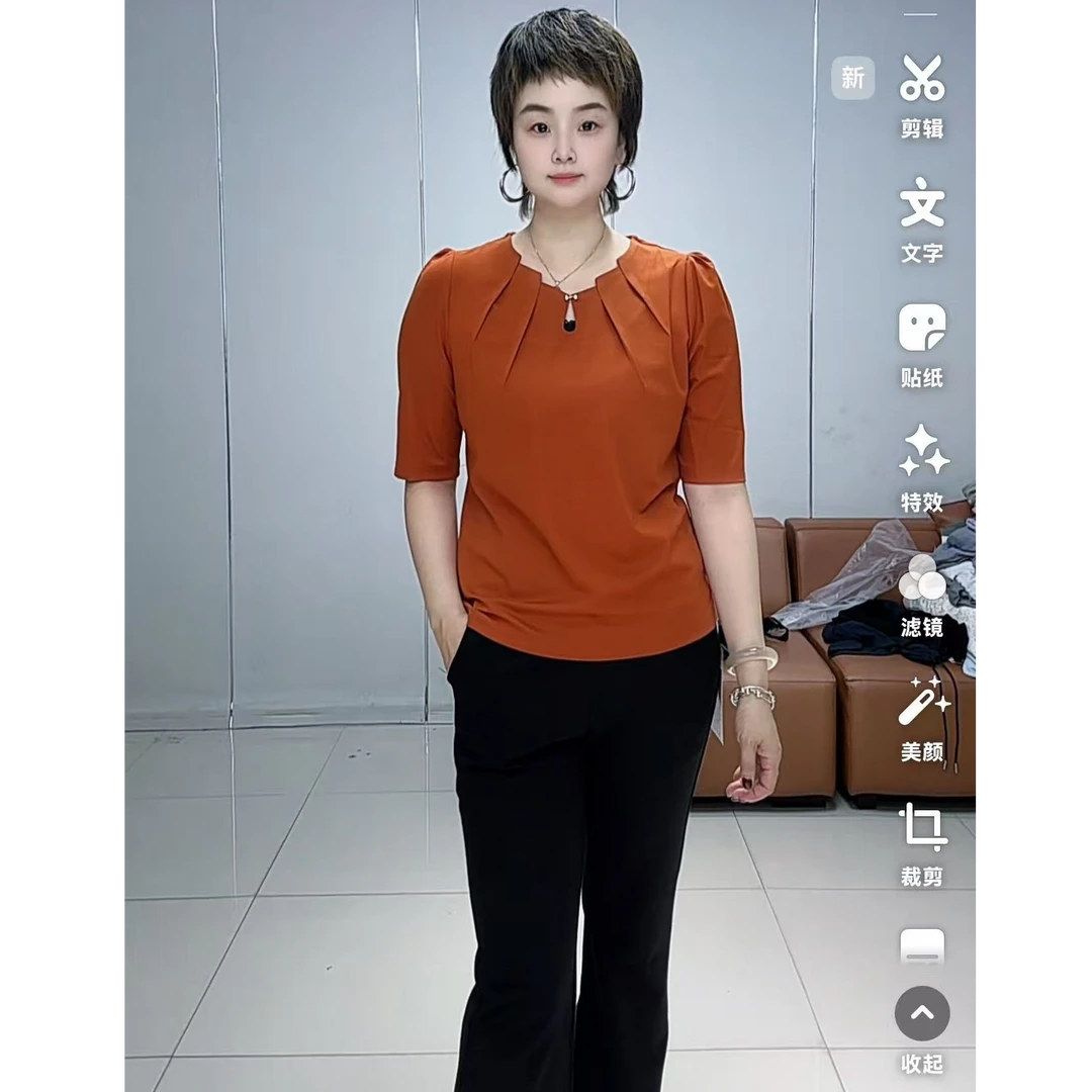 小施家韩版气质女人味设计版显瘦特色T恤6108