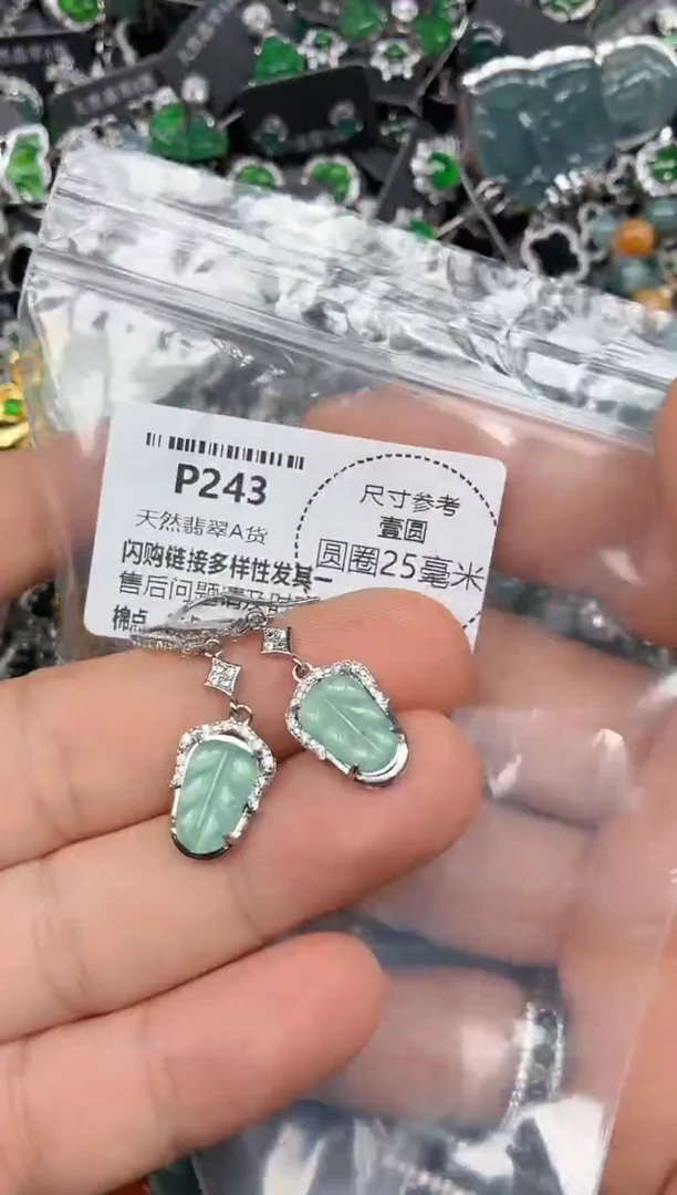 颈饰未镶嵌翡翠P243耳钩
