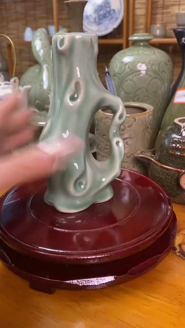 瓶青瓷树型花瓶摆件