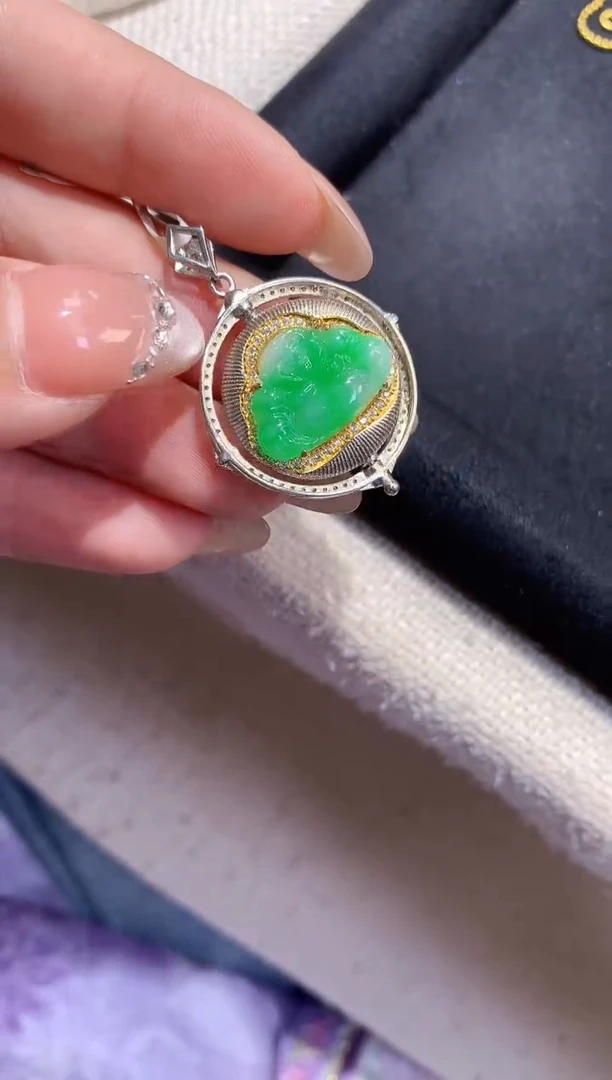 吊坠(不含链)银S925镶嵌翡翠【挽石珠宝】佛公