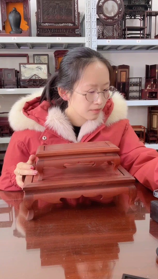 【闪购商品】大果紫檀（缅甸花梨）老物件长方底座一套100