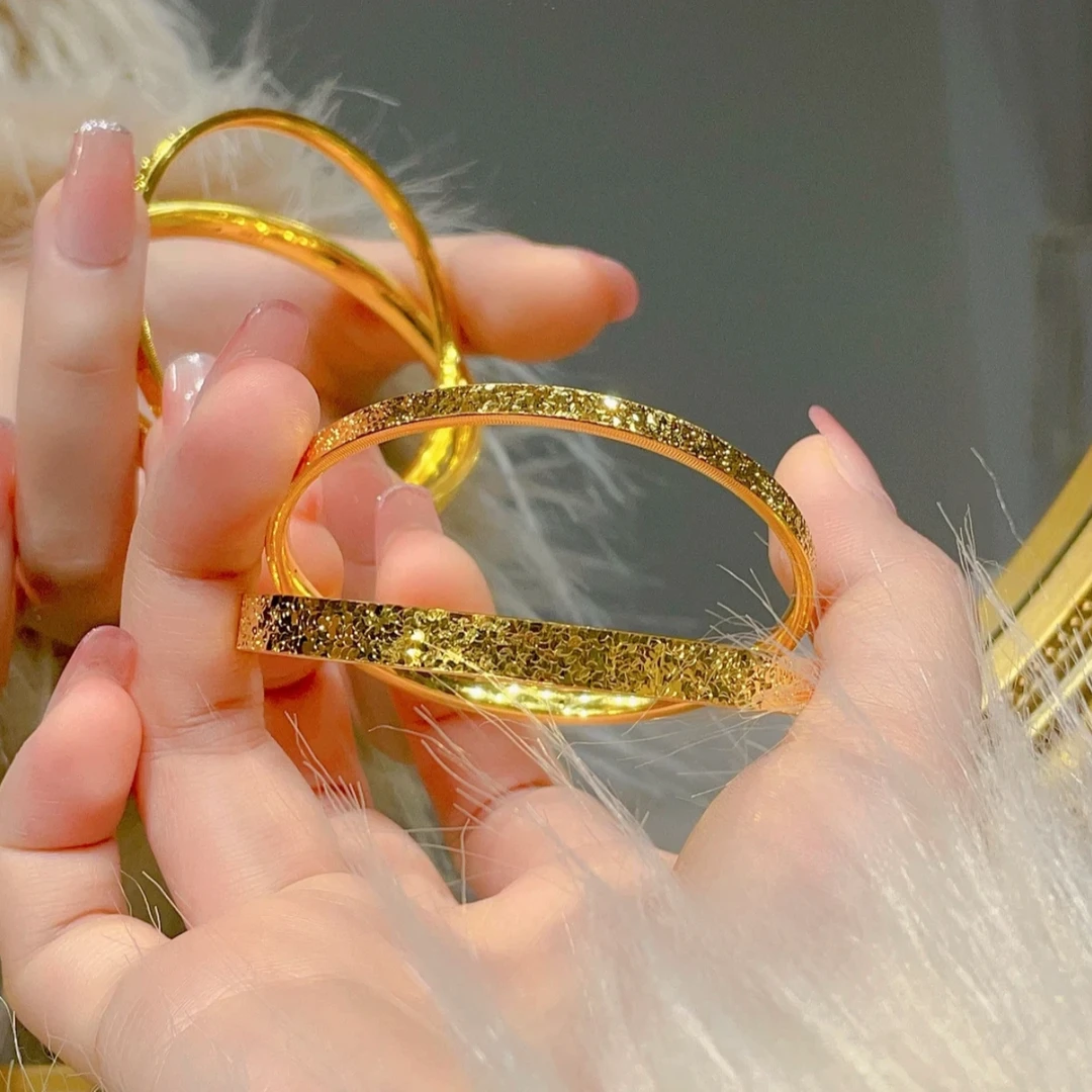 铜合金手镯 新中式时尚爆闪碎碎冰手镯女高级手环气质复古风