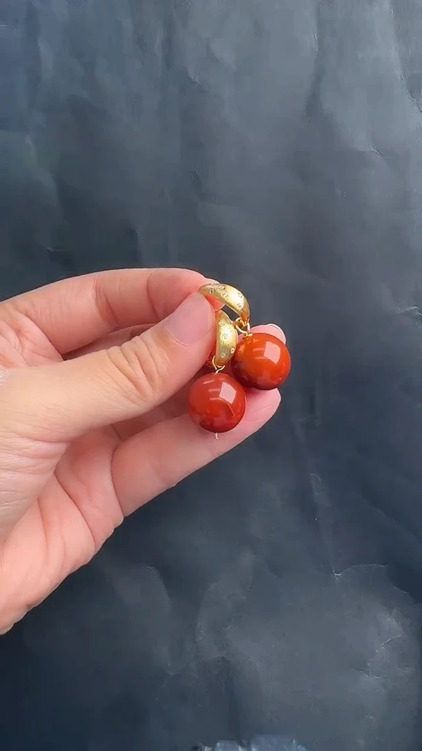 银S925镶嵌南红玛瑙耳饰耳饰