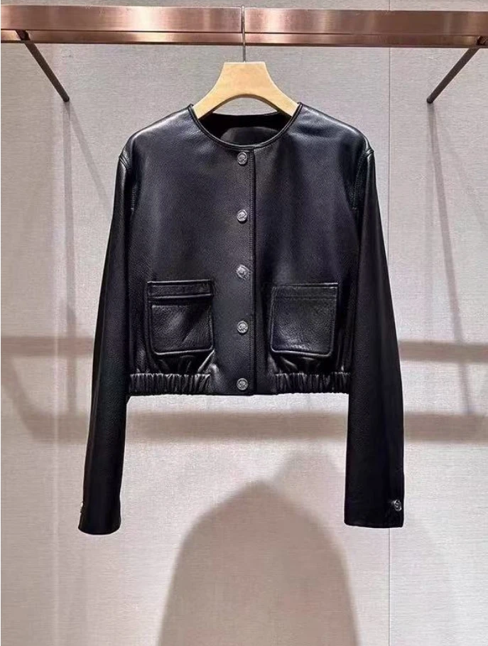 凯特丝蓓1359#新款短款简约洋气大方休闲立领机车皮衣夹克外套女