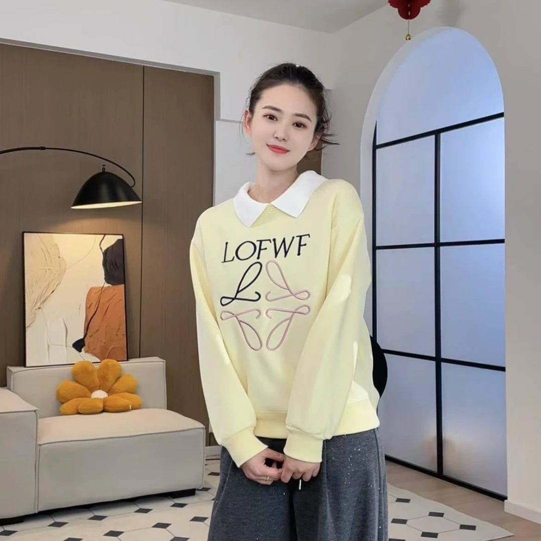春季新款POLO领刺绣卫衣女士潮流ins休闲时尚套头属宽松舒适2701