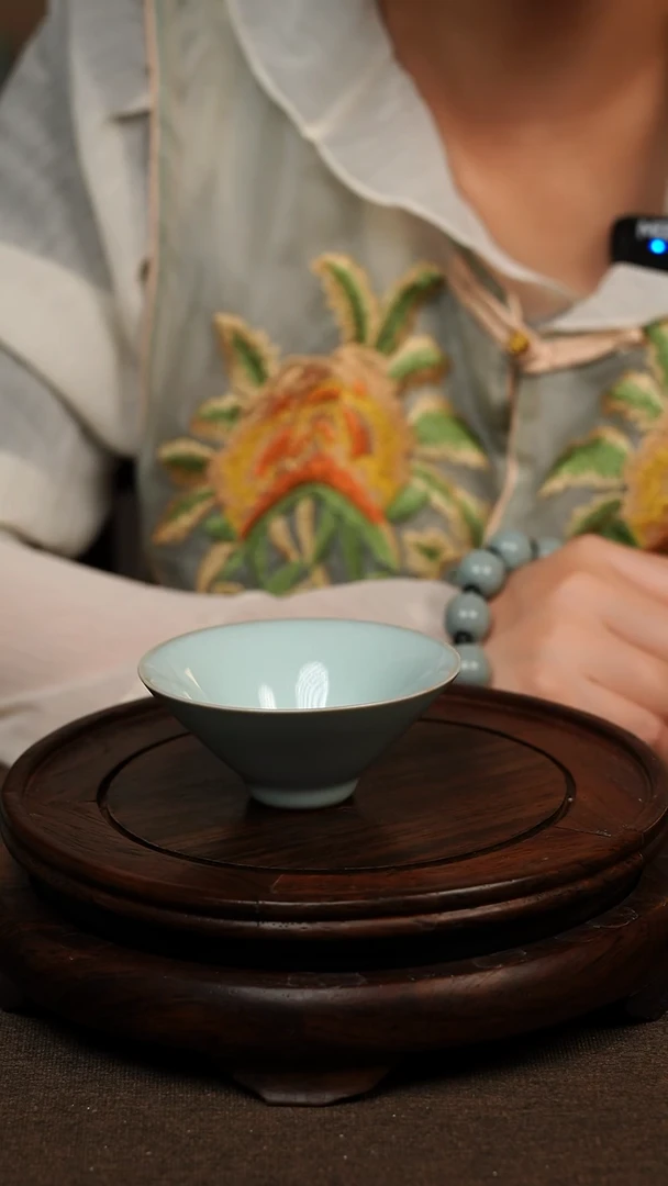 瓷片天青色斗笠杯 50ML微瑕不带礼盒