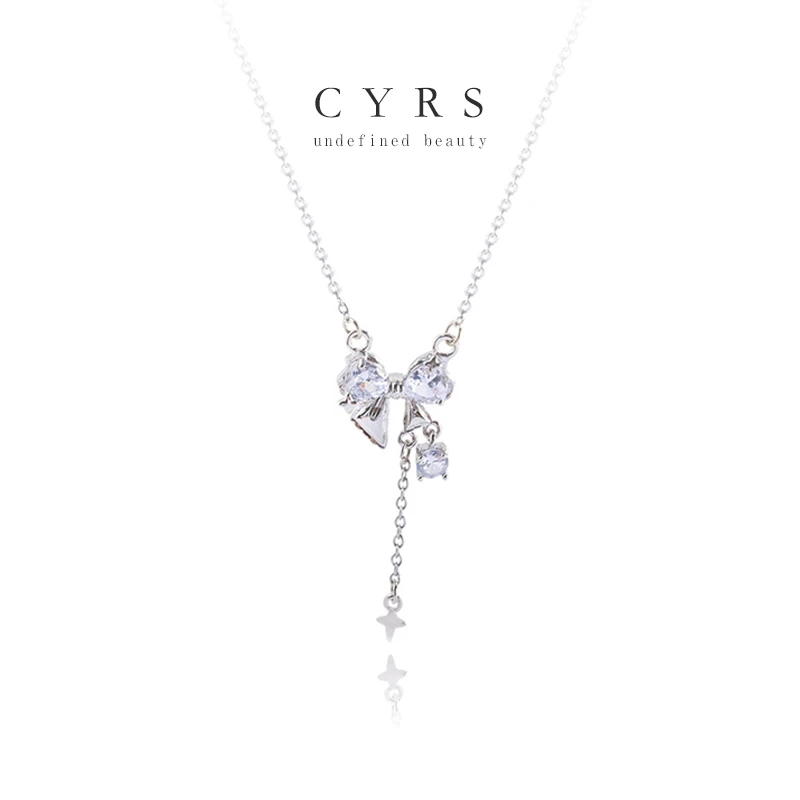 钛钢项链克芮司Cyrs|ins蝴蝶结轻奢小项链钛钢辣妹项链百搭时尚