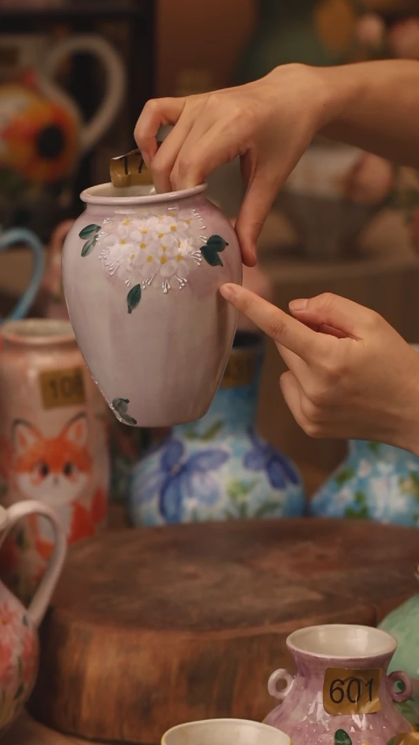 陶瓷172景德镇设计师手作花器摆件侘寂风