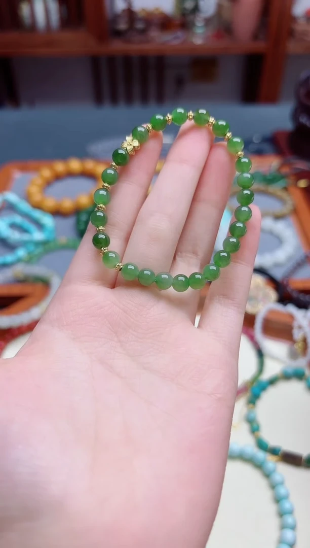 和田玉未镶嵌挂件碧玉手串DN