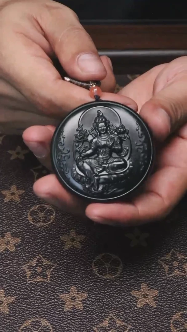 和田玉未镶嵌颈饰JYHG01009观音度母圆牌