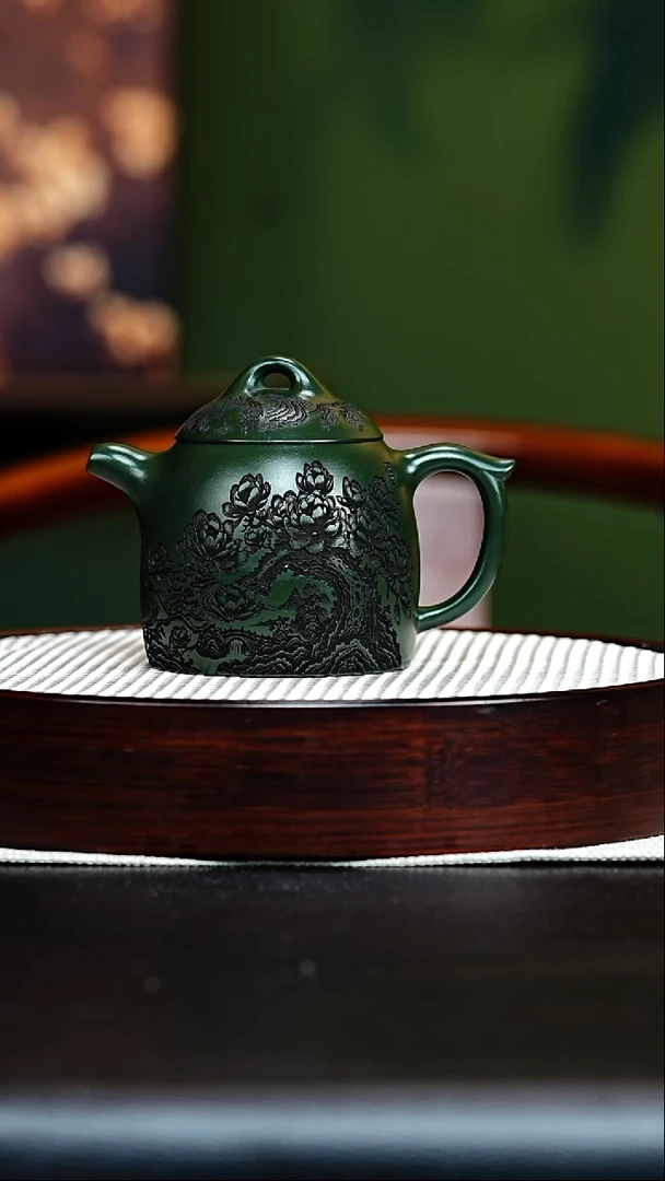 茶壶紫砂宜兴原矿紫砂 墨绿泥 秦权