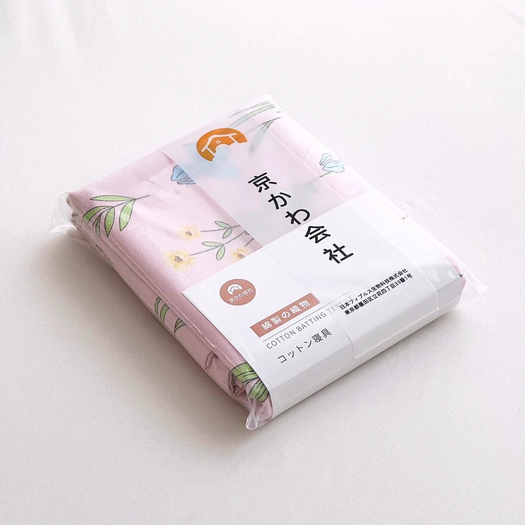 【京かわ会社】纯棉 加厚细纱汉麻帆布双人床单220*245cm 郁金花影-粉