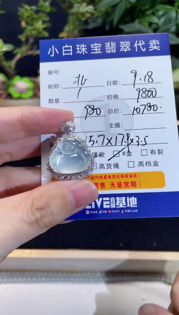 吊坠(不含链)18K金镶嵌翡翠北*吊坠