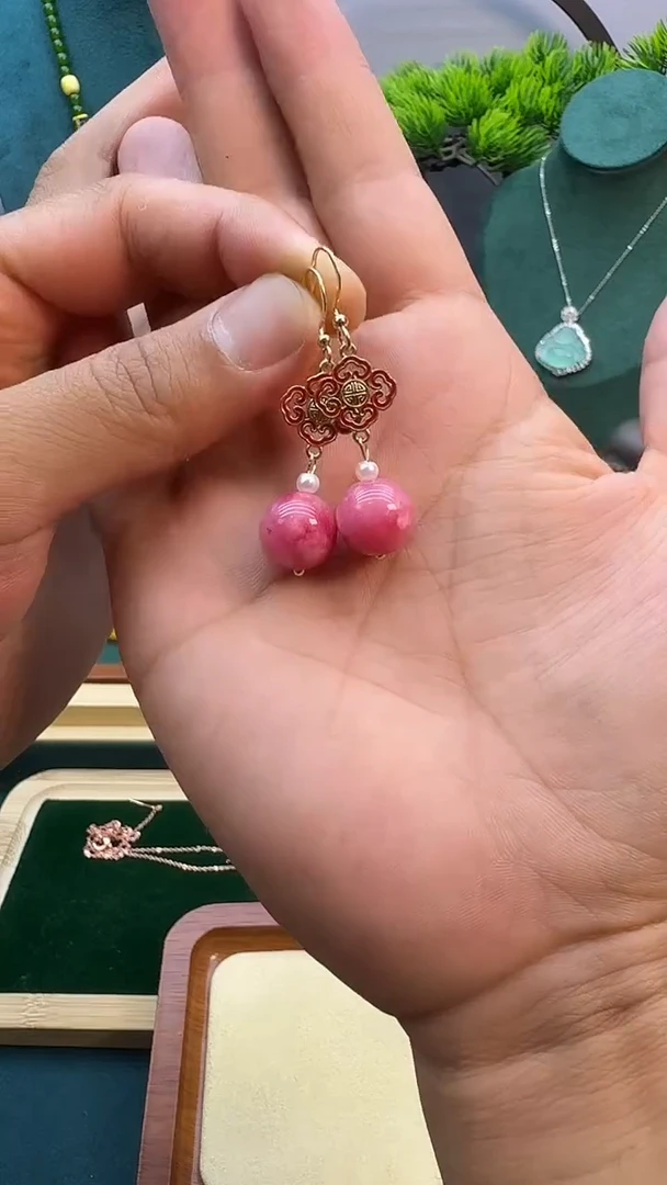 翡翠14K金镶嵌耳饰E51