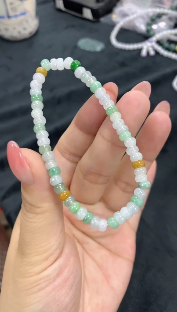 项链未镶嵌翡翠天然翡翠算盘珠手链