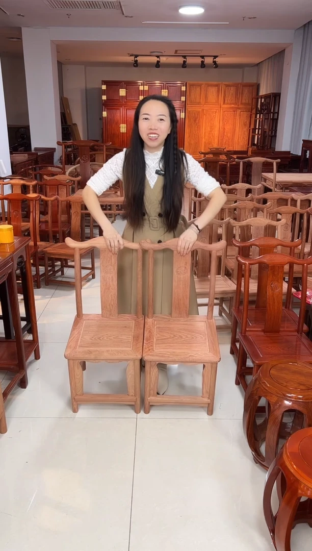 花梨木类端景台一对白胚小巴花小官帽椅高40