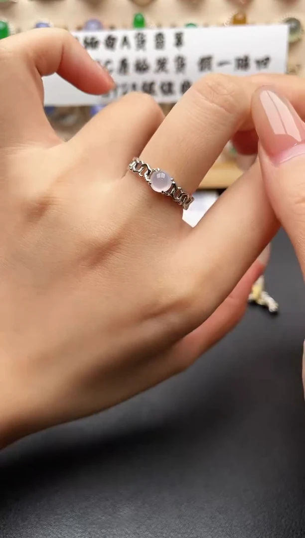 银S925镶嵌戒指翡翠一物一证一礼盒1