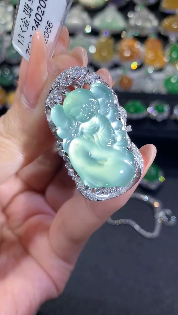 【闪购商品】翡翠吊坠(不含链)18K金镶嵌122-花仙子