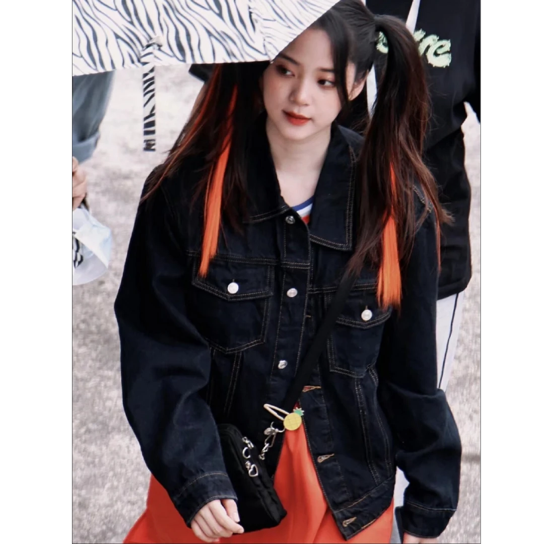 未使用 DIOR/迪奥 Dior 纯色排扣牛仔外套 黑色36