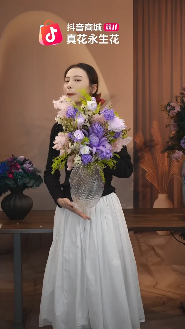 木图片款式：花+花瓶一整套