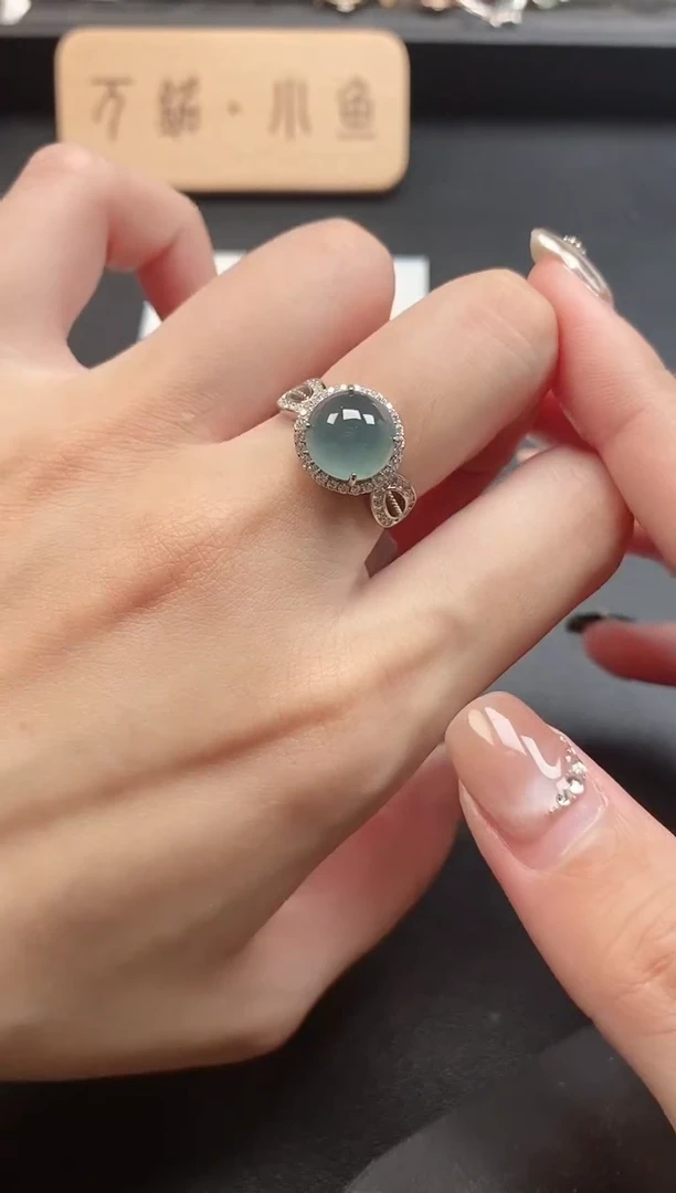 银S925镶嵌戒指翡翠15511