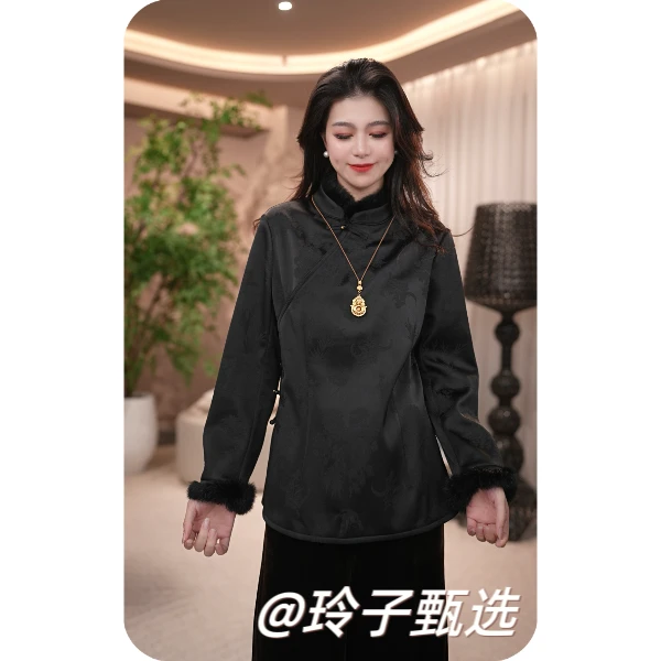 玲子自制（锦瑟暖云）原版!新中式国风气质高定真毛百搭上衣