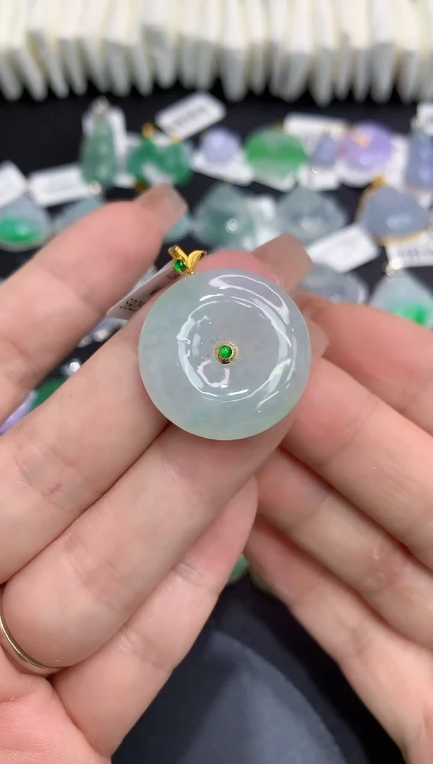 吊坠(不含链)18K金镶嵌翡翠1111111111111