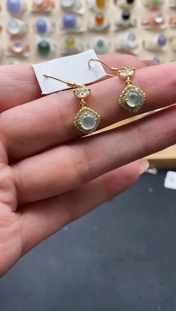 银S925镶嵌戒指翡翠缅甸天然A货翡翠22 1-8