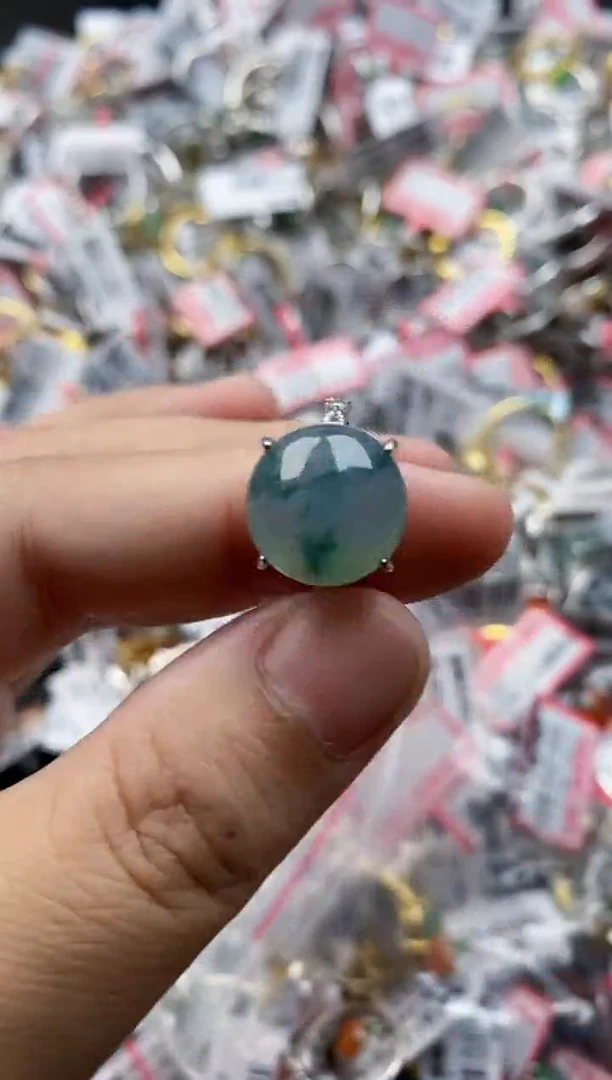 翡翠戒指银S925镶嵌3333     2