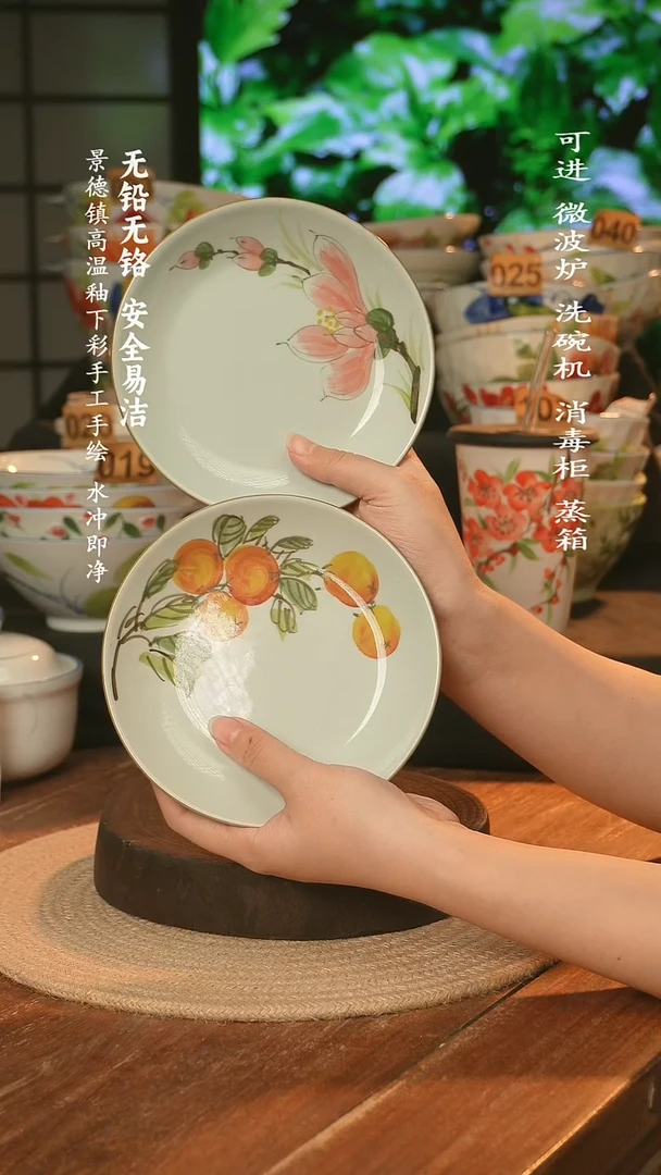 瓷景德镇高温瓷釉下彩手绘陶瓷