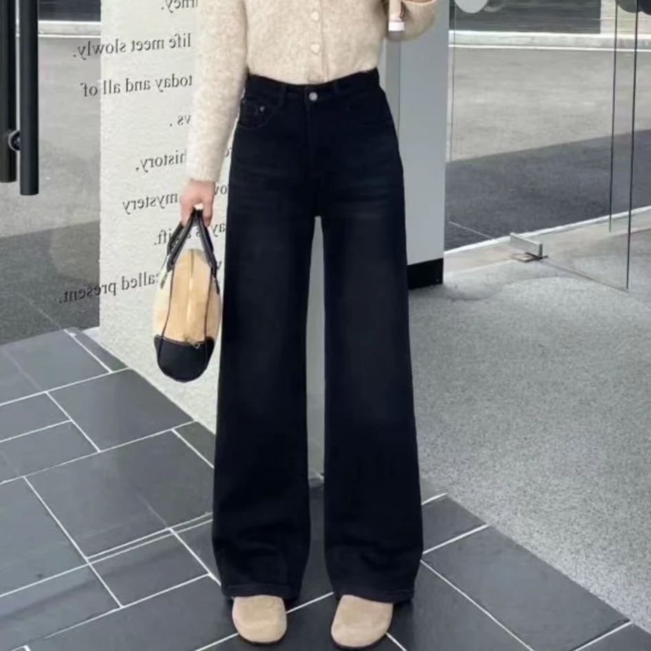 小施家韩版时尚百搭窄版直筒磨毛牛仔裤3728