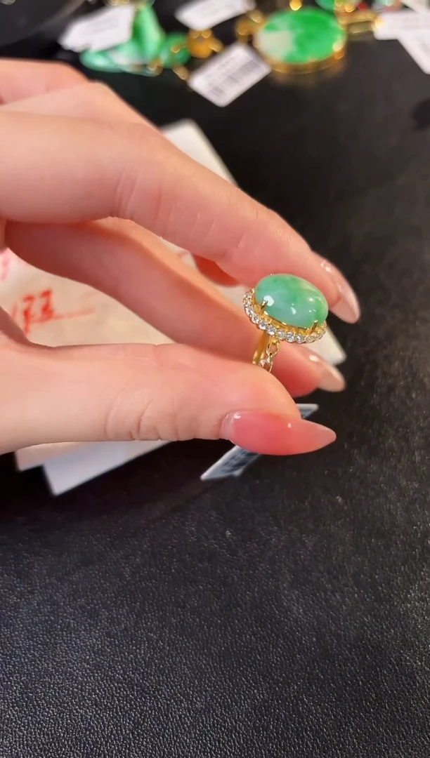 【闪购商品】翡翠戒指银S925镶嵌缅料A货/支持复检/一件