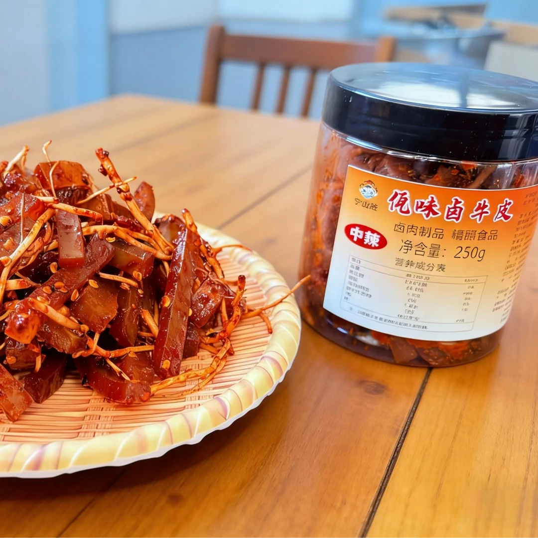 云南普洱西盟佤族美食佤味卤牛皮苤菜根