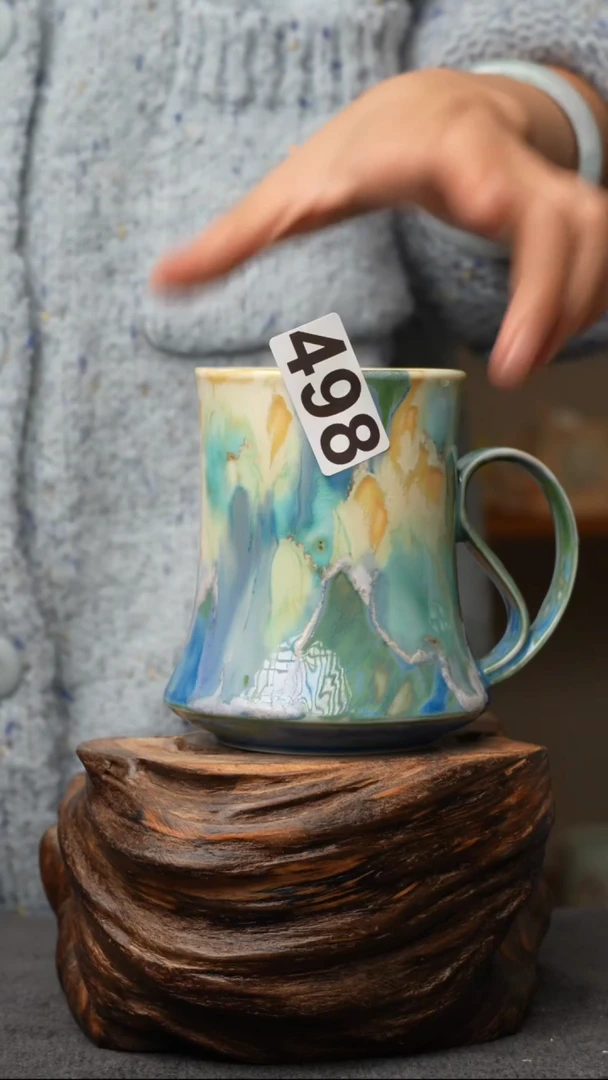 杯子陶498景德镇手创颜色釉杯（食品级）带冰裂纹