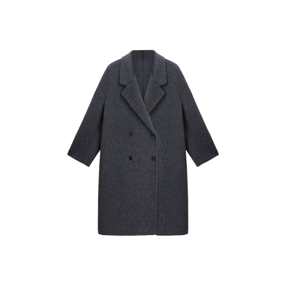 【Wlin】[经典 801] 中长款羊驼毛显瘦纸片人双面呢大衣802503