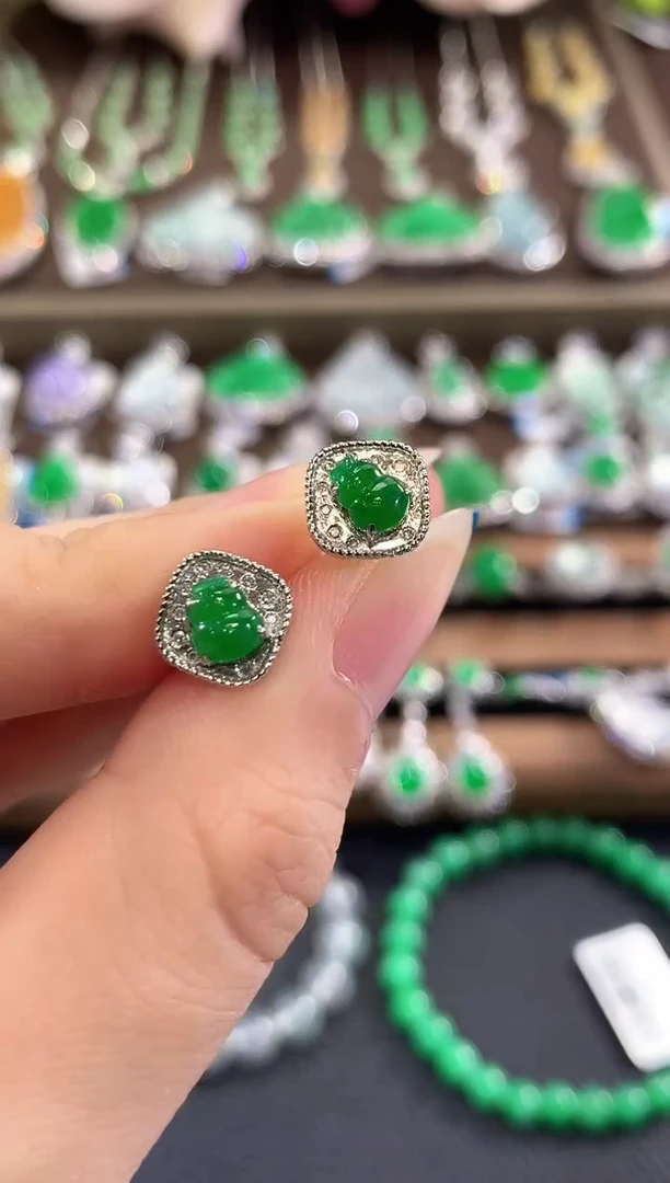 18K金镶嵌翡翠耳饰b69多样性一件发货