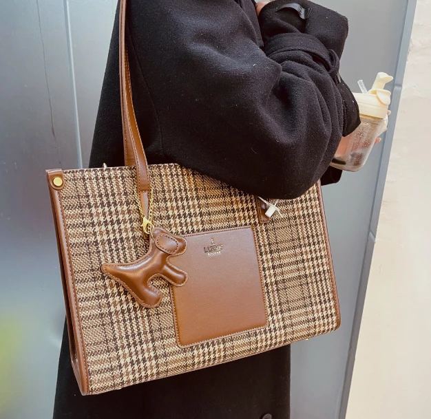 双层款菜篮法式手提包手拎包轻奢国风休闲单肩印花手拿包