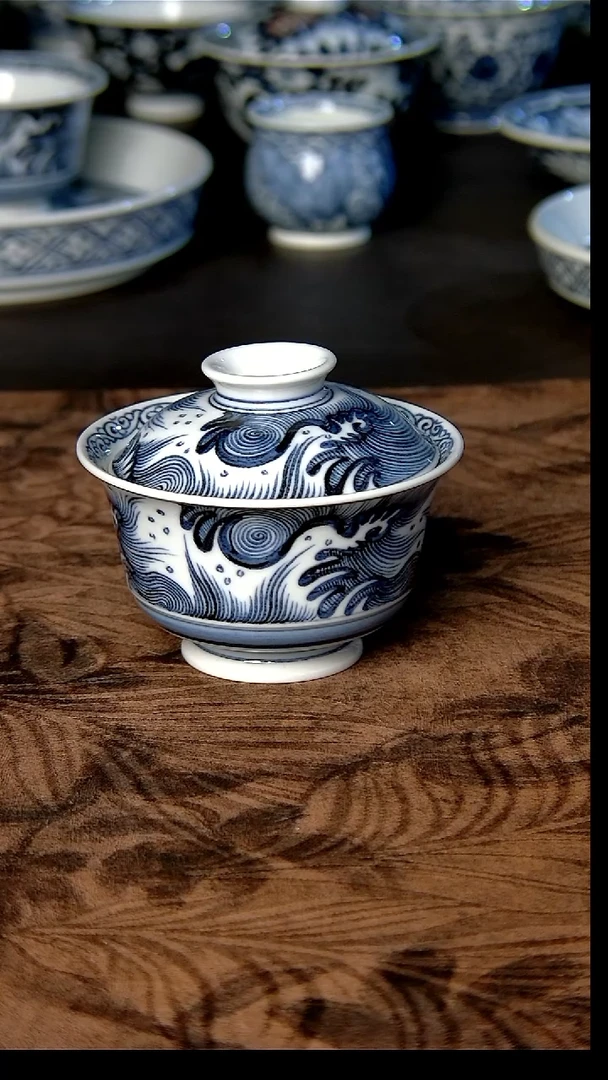 其他瓷海浪马蹄盖碗