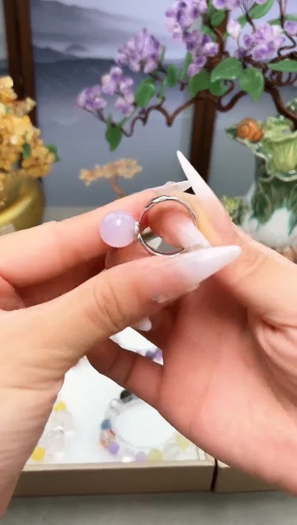 合金戒指玛瑙/玉髓天然马达加斯加紫蓝玉髓戒指