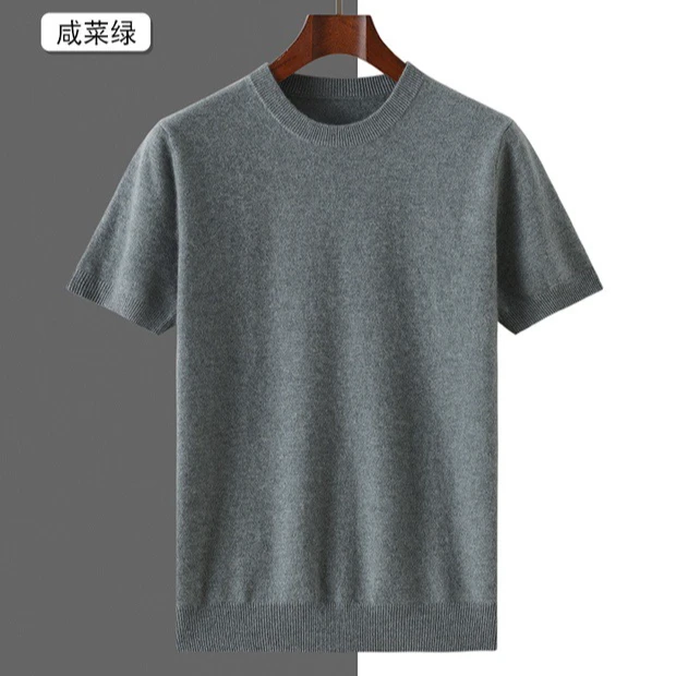 15春夏常规款短袖T恤圆领套头羊绒衫半袖舒适休闲修身短袖针织