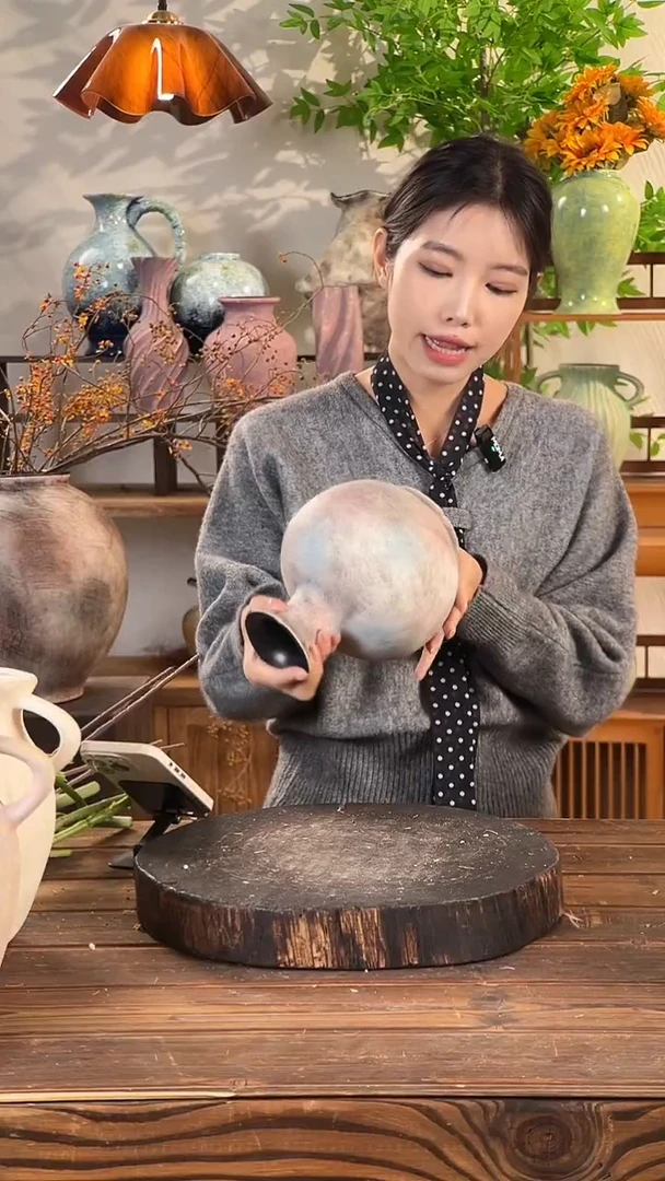 复古红棕-小圆墩 陶瓷花瓶