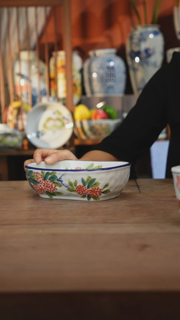 瓷片【简家甄选】景德镇设计师釉下手绘陶瓷餐具