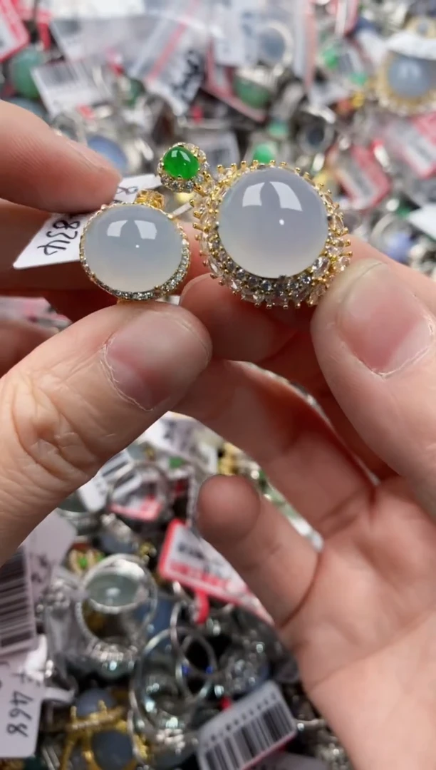 银S925镶嵌戒指翡翠4444----7