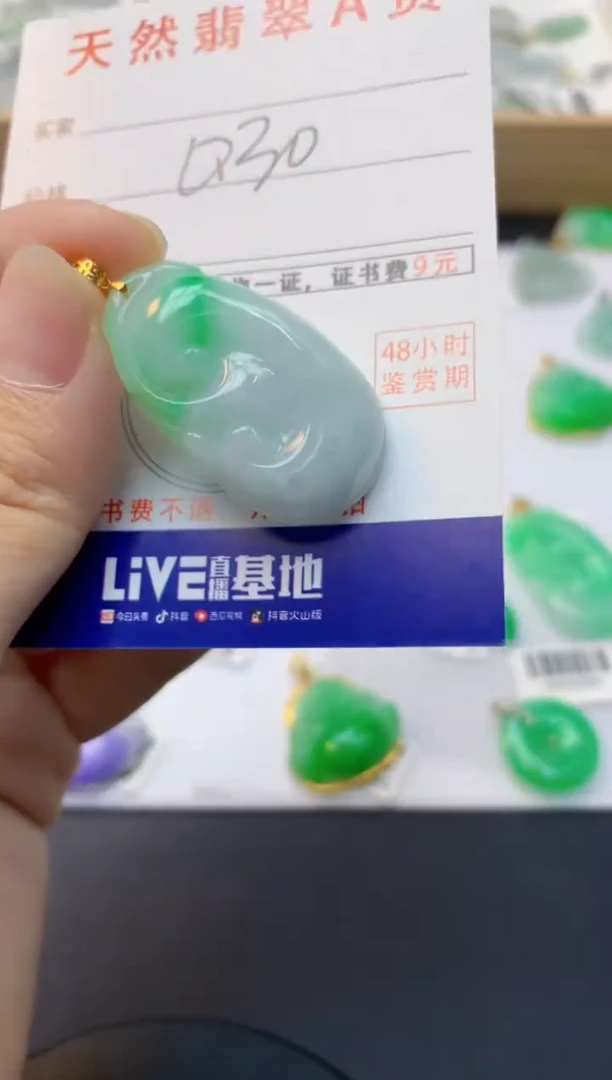 颈饰18K金镶嵌翡翠天然缅甸A货翡翠