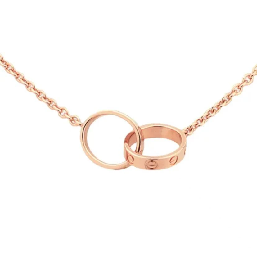 99新 Cartier/卡地亚 18k金经典love系列双环项链