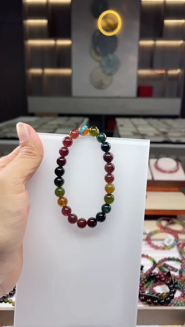 未镶嵌三圈手串碧玺（多样性发一条）Q